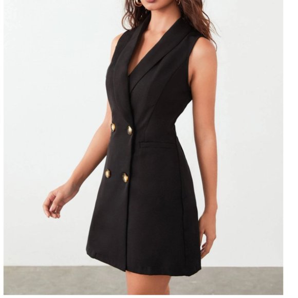 Shawl Collar Double Breasted Vest Blazer - Picture 5 of 8